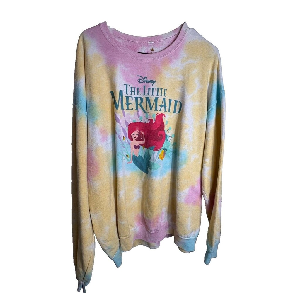 Disney Princess Little Mermaid Ariel Tie Dye Sweatshirt Womens XL Pastel